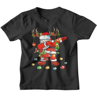 Funny Xmas Lights Dabbing Santa Reindeer Kids Boys Girls Youth T-shirt - Thegiftio UK