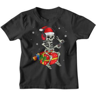 Funny Xmas Skeleton Playing Game Gamer Christmas Kids Boys Youth T-shirt - Thegiftio UK
