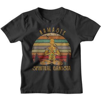 Funny Yoga Spiritual Gangsta Gangster Meditate Lotus Pose Youth T-shirt - Thegiftio UK