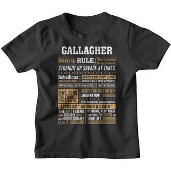 Gallagher Name Gift Gallagher Born To Rule Youth T-shirt - Thegiftio UK
