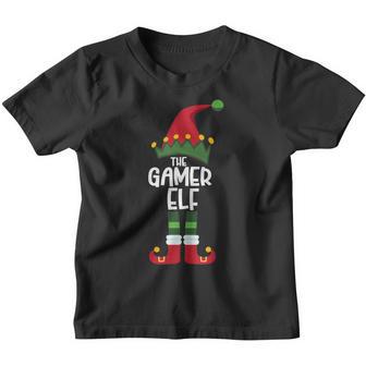 Gamer Elf Family Matching Group Christmas Video Game Pajama Youth T-shirt - Thegiftio UK