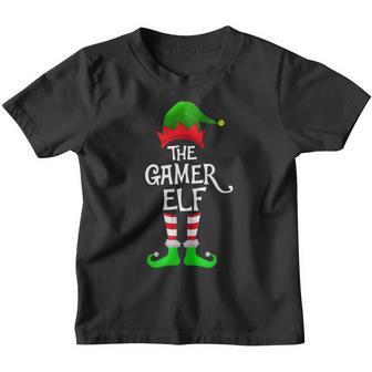 Gamer Elf Family Pajama Matching Group Christmas Video Game Youth T-shirt - Thegiftio UK