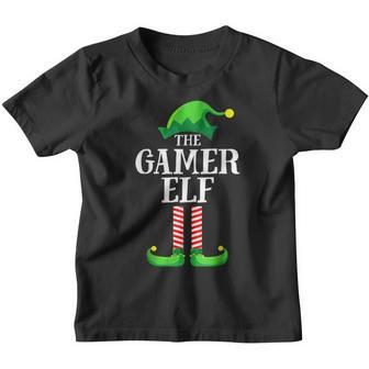 Gamer Elf Matching Family Group Christmas Party Pajama Youth T-shirt - Thegiftio UK
