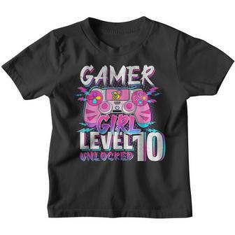 Gamer Girl Level 10 Unlocked Video Game 10Th Birthday Gifts Youth T-shirt - Thegiftio UK