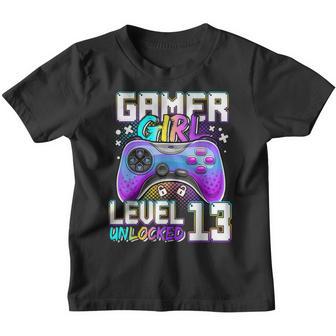 Gamer Girl Level 13 Unlocked Video Game Birthday Party Youth T-shirt - Thegiftio UK