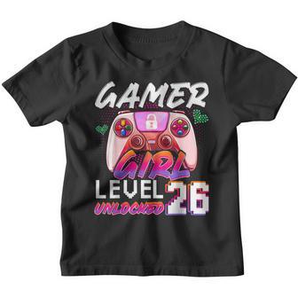Gamer Girl Level 26 Unlocked Video Game 26Th Birthday Girl Youth T-shirt - Thegiftio UK