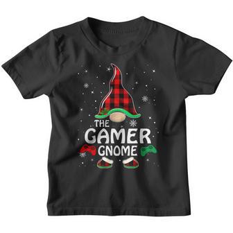 Gamer Gnome Buffalo Plaid Matching Family Christmas Pajama V8 Youth T-shirt - Thegiftio UK