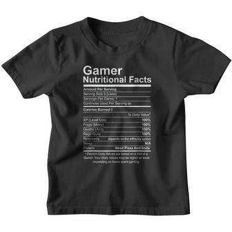 Gamer Nutritional Facts Cool Gamer Video Game Funny Youth T-shirt - Thegiftio UK