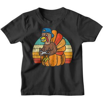 Gamer Turkey Pumpkin Retro Boys Thanksgiving Video Games Men Youth T-shirt - Thegiftio UK