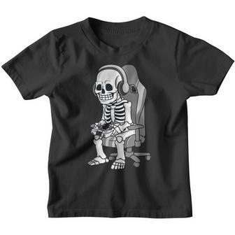 Gaming Halloween Skeleton Scary Gamer Boys Kids Youth T-shirt | Mazezy