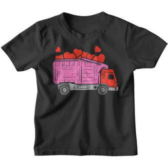 Garbage Truck Hearts Toddler Boys Valentines Day Valentine Youth T-shirt - Seseable