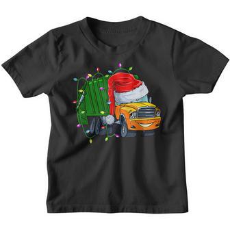 Garbage Truck Lights Christmas Trash Trucks Santa Kids Boys Youth T-shirt - Thegiftio UK