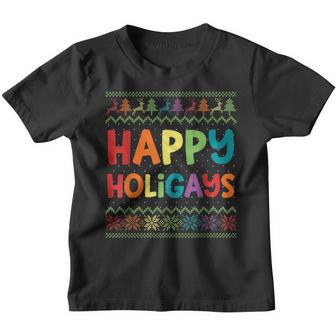 Gay Christmas Funny Lgbt Happy Holigays Rainbow Party Gift Youth T-shirt - Thegiftio UK