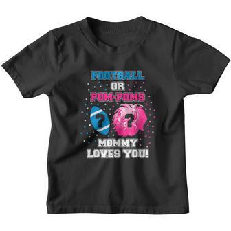 Gender Reveal Football Or Pom Pom Mommy Youth T-shirt - Thegiftio UK