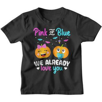 Gender Reveal Halloween Pregnancy Announcement Pink Or Blue Youth T-shirt - Thegiftio UK