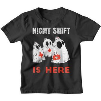 Ghost Halloween Nurse Medical Doctor Night Shift Is Here Youth T-shirt - Thegiftio UK