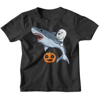 Ghost Riding Shark Lazy Halloween Costume Animal Pumpkin Youth T-shirt - Thegiftio UK