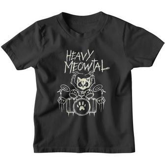 Gift Drummer Cat Playing Drum Meowtal Youth T-shirt - Thegiftio UK
