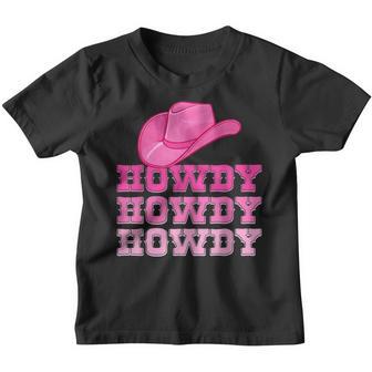 Girls Pink Howdy Cowgirl Western Country Rodeo Youth T-shirt - Thegiftio UK