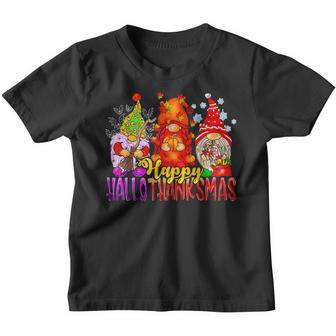 Gnomes Hallothanksmas Halloween Thanksgiving Christmas V4 Youth T-shirt - Thegiftio UK