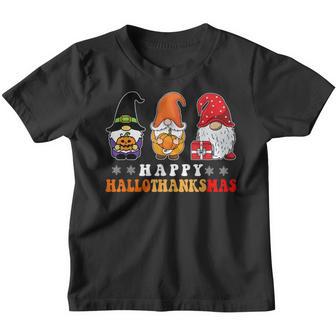 Gnomes Halloween Thanksgiving Christmas Hallothanksmas Youth T-shirt - Thegiftio UK