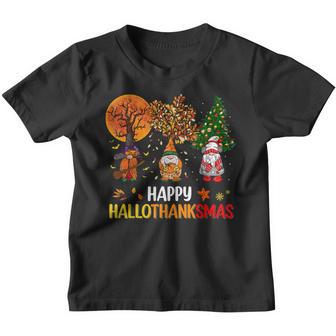 Gnomes Halloween Thanksgiving Christmas Happy Hallothanksmas V26 Youth T-shirt - Thegiftio UK