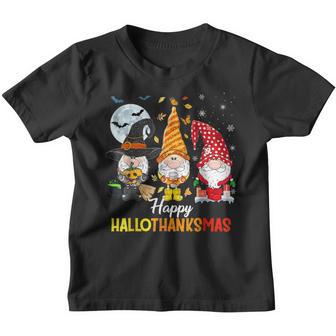 Gnomes Happy Hallothanksmas Halloween And Merry Christmas V4 Youth T-shirt - Thegiftio UK