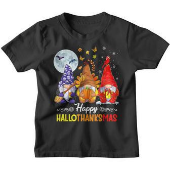 Gnomes Happy Hallothanksmas Halloween Thanksgiving Christmas V6 Youth T-shirt - Thegiftio UK