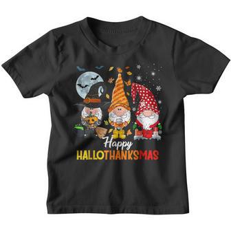 Gnomes Lover Halloween Merry Christmas Happy Hallothanksmas V13 Youth T-shirt - Thegiftio UK