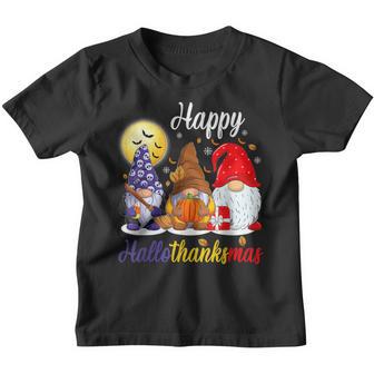 Gnomes Thanksgiving Halloween Christmas Happy Hallothanksmas V2 Youth T-shirt - Thegiftio UK
