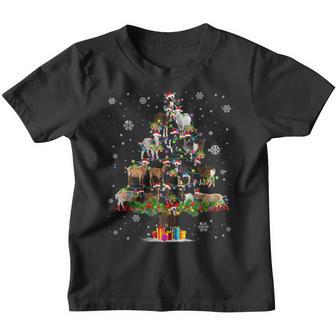 Goat Santa Christmas Tree Goat Santa Light Snow Xmas Pajama Youth T-shirt - Thegiftio UK