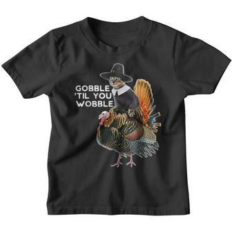 Gobble Till You Wobble Thanksgiving Cat Turkey Youth T-shirt - Thegiftio UK