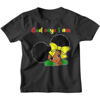 God Says I Am Black Melanin Pride Black Girl History Month Youth T-shirt - Thegiftio UK