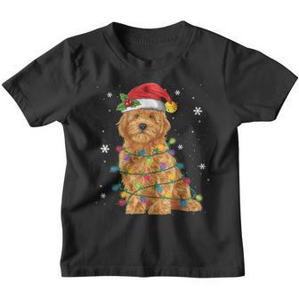 Goldendoodle Christmas Santa Hat Fairy Lights Pajama Gifts Youth T-shirt - Thegiftio UK