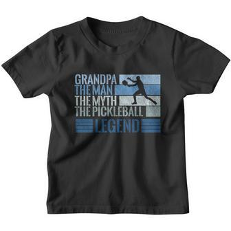 Grandpa Myth Pickleball Legend Vintage Blue Graphic Funny Gift Youth T-shirt - Monsterry
