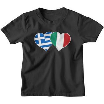 Greek Italian Flag Heart Italy Greece Gift Youth T-shirt - Thegiftio UK