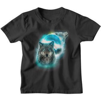 Grey Wolf Hunting Ground Icy Moon Forest Galaxy V2 Youth T-shirt - Thegiftio UK