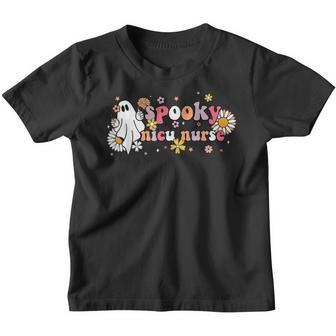Groovy Ghost Halloween Floral Spooky Nicu Nurse Youth T-shirt - Thegiftio UK