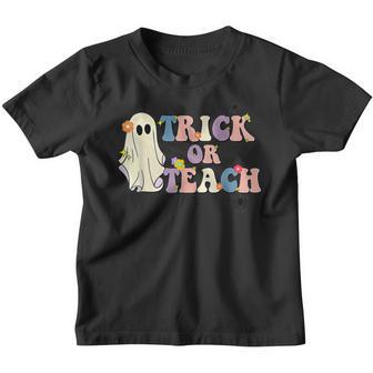 Groovy Halloween Retro Floral Ghost Trick Or Teach Teacher V2 Youth T-shirt - Thegiftio UK