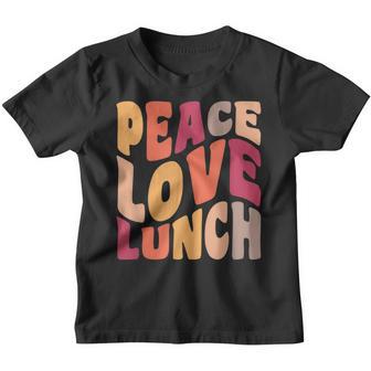 Groovy Lunch Lady Peace Love Lunch Cafeteria Squad Womens V2 Youth T-shirt - Thegiftio UK