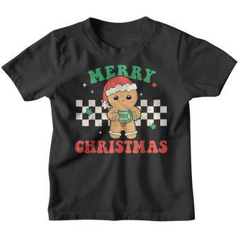 Groovy Merry Christmas Gingerbread Man Hippie Xmas Boy Girl V2 Youth T-shirt - Thegiftio UK