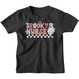 Groovy Retro Halloween Costume Spooky Nurse Er Icu Rn Picu Youth T-shirt - Thegiftio UK