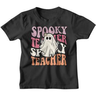 Groovy Retro Halloween Spooky Teacher Trick Or Teach Teacher V2 Youth T-shirt - Thegiftio UK