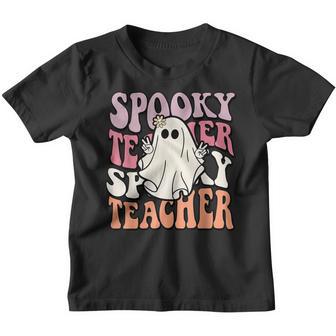 Groovy Retro Halloween Spooky Teacher Trick Or Teach Teacher V3 Youth T-shirt - Thegiftio UK