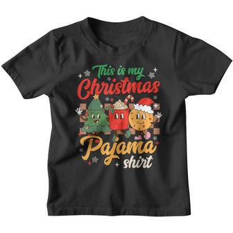 Groovy This Is My Christmas Pajama Xmas Tree Coffee Cookie Youth T-shirt - Thegiftio UK
