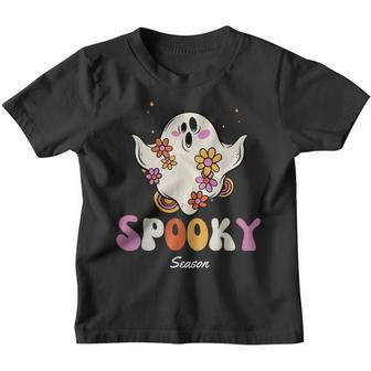 Groovy Vintage Floral Ghost Spooky Season Halloween V3 Youth T-shirt - Thegiftio UK