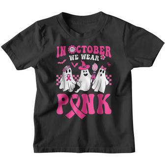 Groovy Wear Pink Breast Cancer Warrior Ghost Halloween V4 Youth T-shirt - Thegiftio UK
