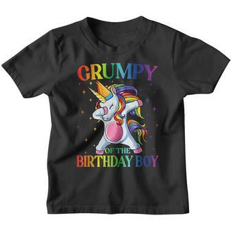 Grumpy Of The Birthday Boy Dabbing Unicorn Party Youth T-shirt - Thegiftio UK