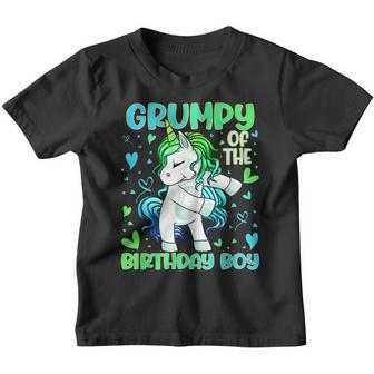 Grumpy Of The Birthday Boy Dabbing Unicorn Party Youth T-shirt - Thegiftio UK