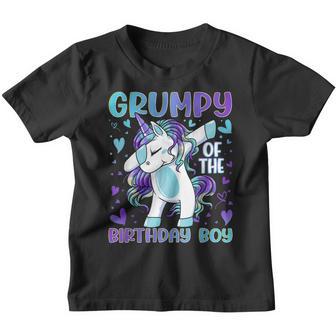 Grumpy Of The Birthday Party Boy Dabbing Unicorn Youth T-shirt - Thegiftio UK